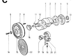 Ricambi Lombardini 10ld albero gom./ supporti albero gom./ volano