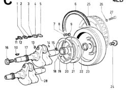 Ricambi lombardini 4ld albero gom./ supporto lato volano/ volano