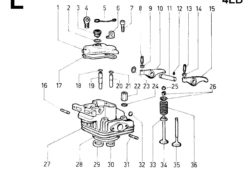 Ricambi Lombardini 4ld testa/ cappelli bilancieri/ bilanceri/ valvole