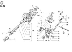 Ricambi Lombardini 25ld albero a camme/ regolatore di giri/ leve comando regolatore