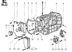 Ricambi Lombardini 8ld basamento/ portina distribuzione/ piedi