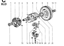 Ricambi Lombardini 8ld albero gom./ supporti albero gom./ volano