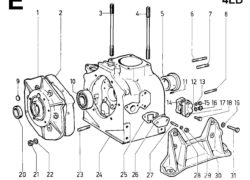 Ricambi Lombardini 4ld basamento/ portina distribuzione/ piedi